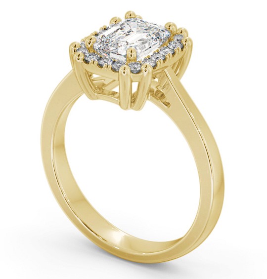 Halo Emerald Diamond Engagement Ring 9K Yellow Gold - Alnham ENEM42_YG_THUMB1