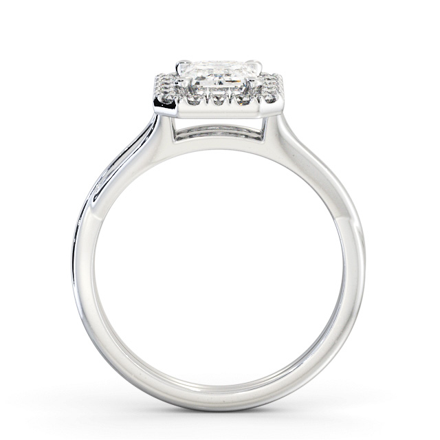 Halo Emerald Diamond Engagement Ring 18K White Gold - Dowlise ENEM43_WG_UP
