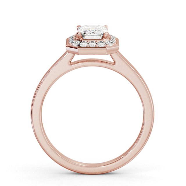 Halo Emerald Diamond Engagement Ring 18K Rose Gold - Henriette ENEM45_RG_UP