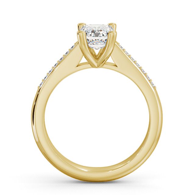 Emerald Diamond Engagement Ring 18K Yellow Gold Solitaire With Side Stones - Nairn ENEM6S_YG_UP
