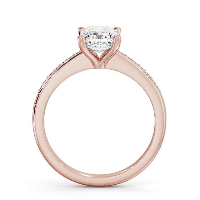 Emerald Diamond Engagement Ring 18K Rose Gold Solitaire With Side Stones - Tealby ENEM7S_RG_UP