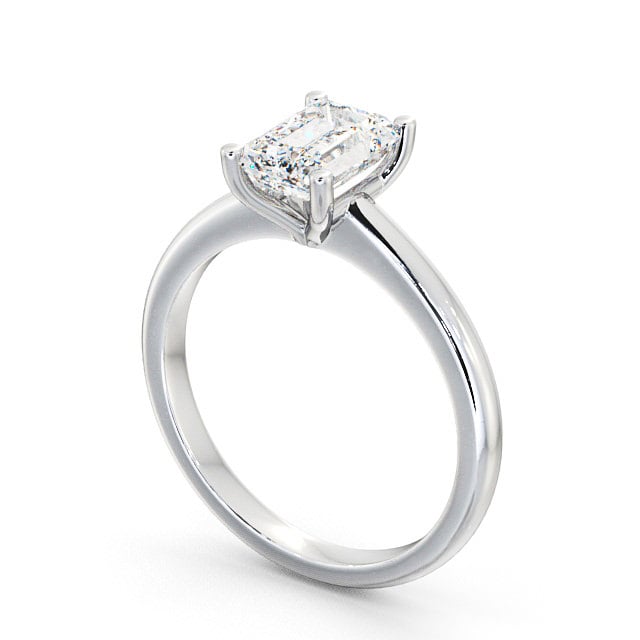 Emerald Diamond Engagement Ring 18K White Gold Solitaire - Lilley ENEM7_WG_SIDE