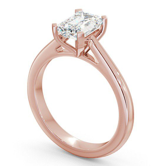 Emerald Diamond Engagement Ring 9K Rose Gold Solitaire - Belaugh ENEM8_RG_THUMB1