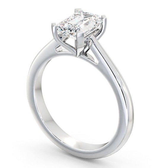 Emerald Diamond Engagement Ring 9K White Gold Solitaire - Belaugh ENEM8_WG_THUMB1