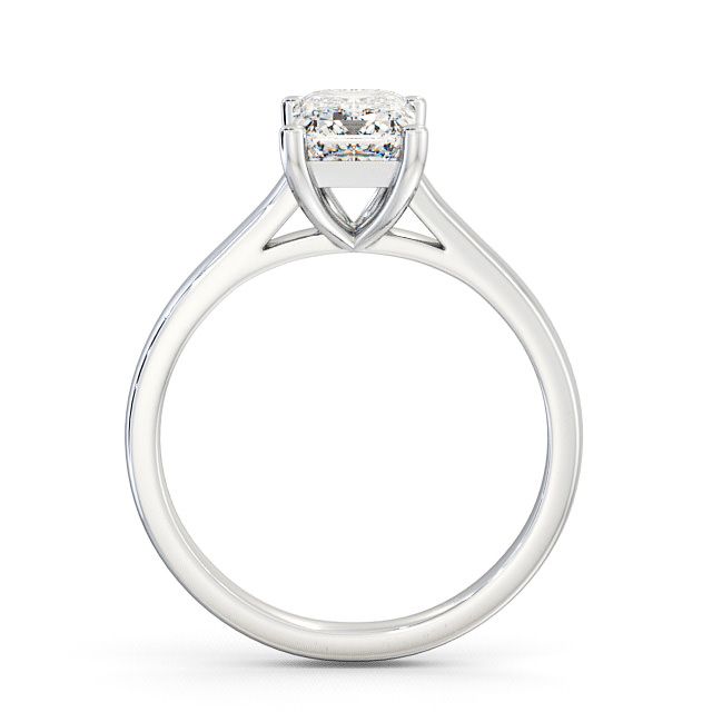 Emerald Diamond Engagement Ring 9K White Gold Solitaire - Gallin ENEM9_WG_UP