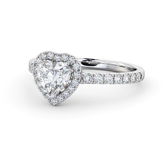 Halo Heart Diamond Engagement Ring 18K White Gold - Penelope ENHE10_WG_FLAT