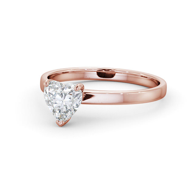 Heart Diamond Engagement Ring 9K Rose Gold Solitaire - Fedora ENHE12_RG_FLAT