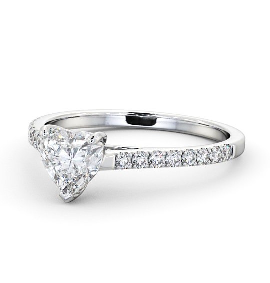  Heart Diamond Engagement Ring 18K White Gold Solitaire With Side Stones - Anitta ENHE14_WG_THUMB2 