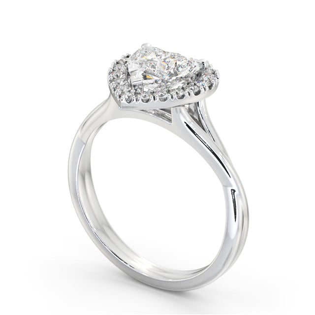 Halo Heart Diamond Engagement Ring 18K White Gold - Gorile ENHE16_WG_SIDE