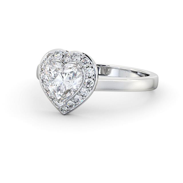 Halo Heart Diamond Engagement Ring 18K White Gold - Gorsey ENHE18_WG_FLAT