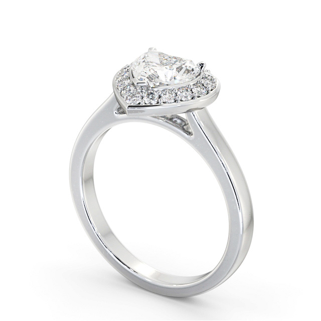 Halo Heart Diamond Engagement Ring 18K White Gold - Gorsey ENHE18_WG_SIDE