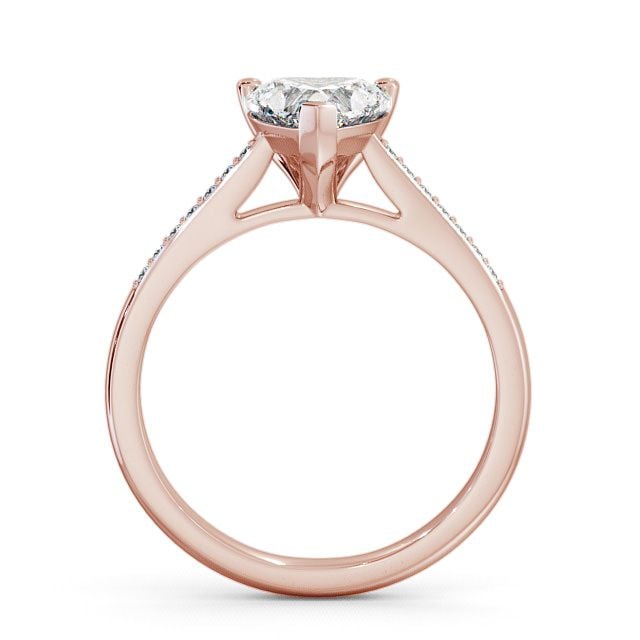 Heart Diamond Engagement Ring 9K Rose Gold Solitaire With Side Stones - Astbury ENHE1S_RG_UP