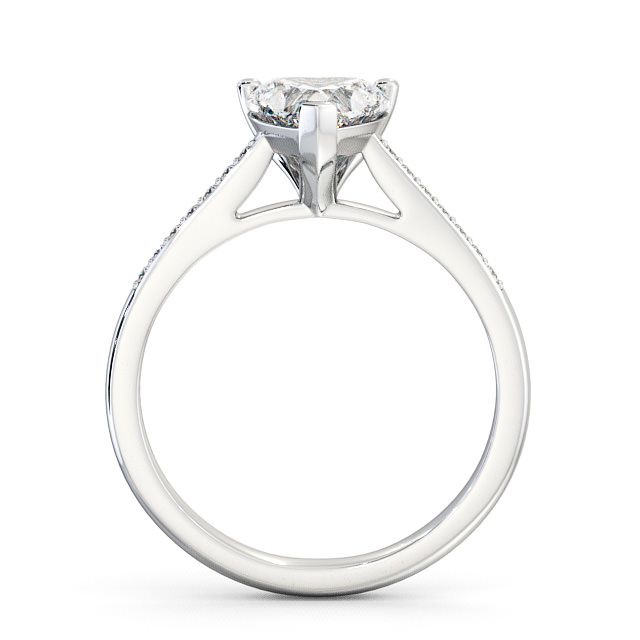 Heart Diamond Engagement Ring 9K White Gold Solitaire With Side Stones - Astbury ENHE1S_WG_UP
