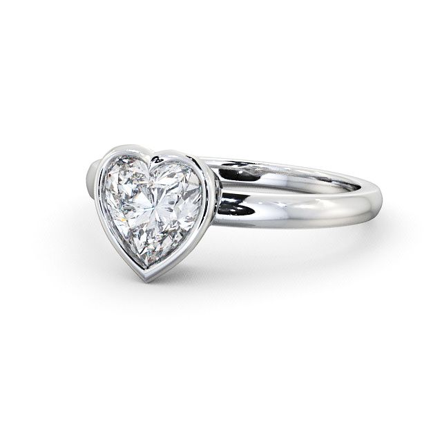 Heart Diamond Engagement Ring 9K White Gold Solitaire - Deri ENHE2_WG_FLAT