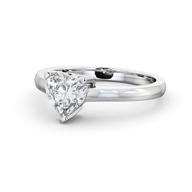 Heart Diamond Engagement Ring 9K White Gold Solitaire - Sanna ENHE3_WG_FLAT