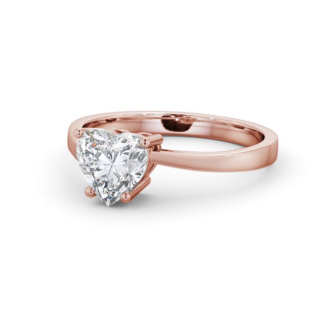 Heart Diamond Engagement Ring 18K Rose Gold Solitaire - Zelah ENHE4_RG_FLAT