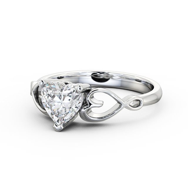 Heart Diamond Engagement Ring 18K White Gold Solitaire - Jenina ENHE6_WG_FLAT