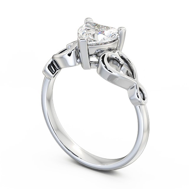 Heart Diamond Engagement Ring 18K White Gold Solitaire - Jenina ENHE6_WG_SIDE