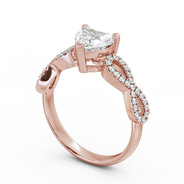 Heart Diamond Engagement Ring 9K Rose Gold Solitaire With Side Stones - Leah ENHE7_RG_SIDE