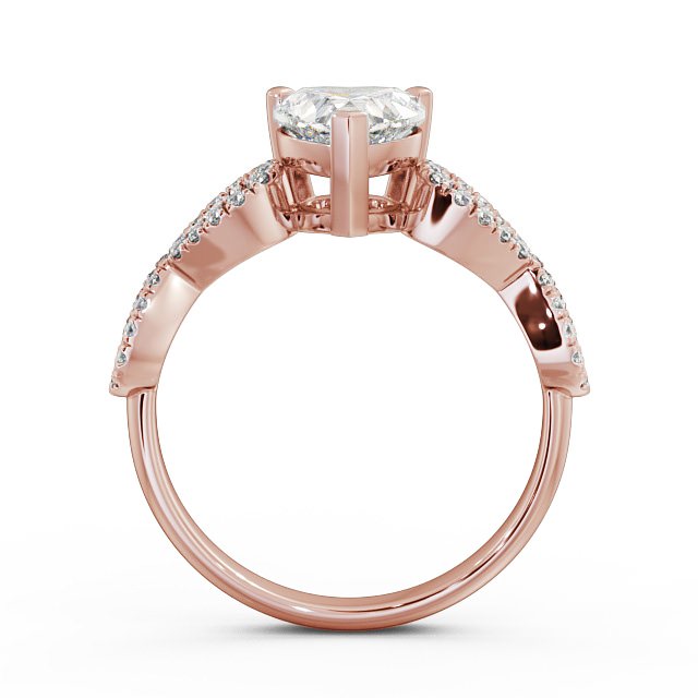 Heart Diamond Engagement Ring 9K Rose Gold Solitaire With Side Stones - Leah ENHE7_RG_UP