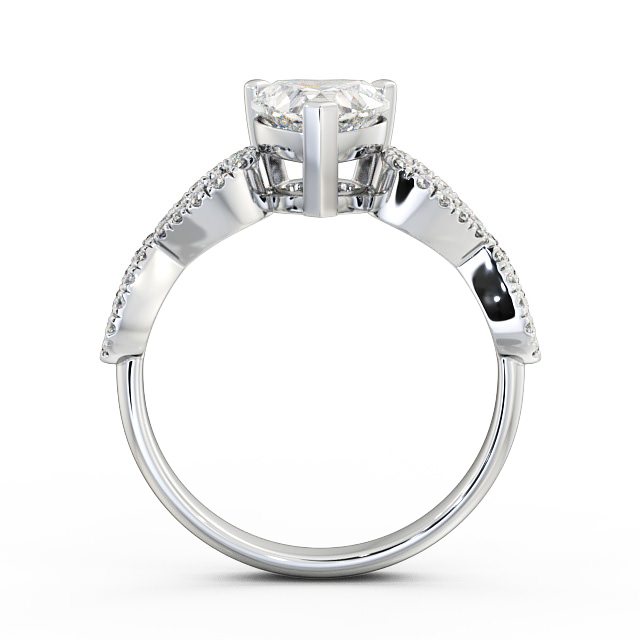 Heart Diamond Engagement Ring 18K White Gold Solitaire With Side Stones - Leah ENHE7_WG_UP