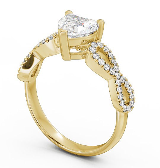 Heart Diamond Engagement Ring 18K Yellow Gold Solitaire With Side Stones - Leah ENHE7_YG_THUMB1