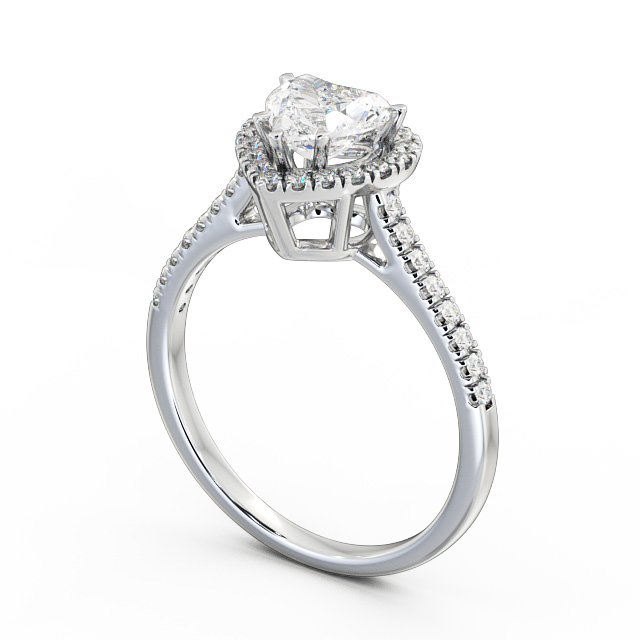 Halo Heart Diamond Engagement Ring 18K White Gold - Joella ENHE8_WG_SIDE