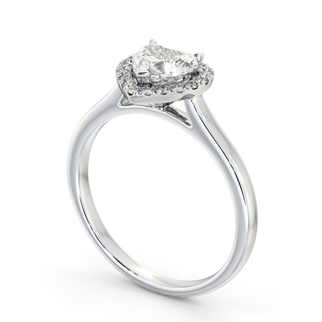 Halo Heart Diamond Engagement Ring 18K White Gold - Milford ENHE9_WG_SIDE