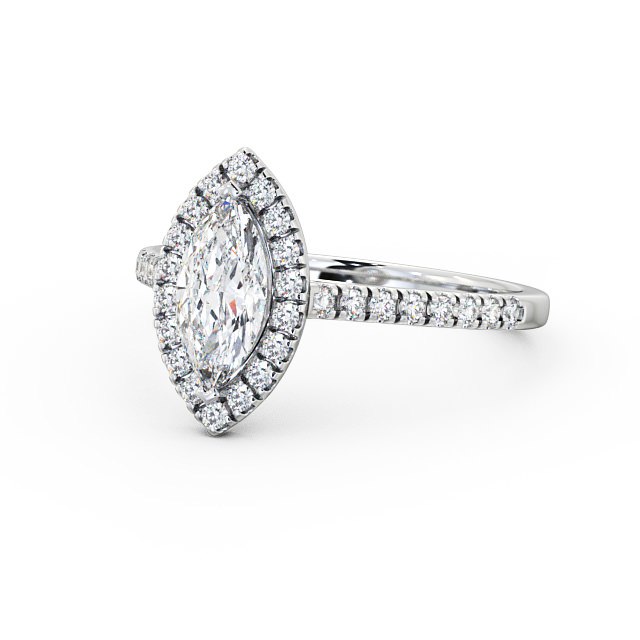 Halo Marquise Diamond Engagement Ring 18K White Gold - Millie ENMA10_WG_FLAT