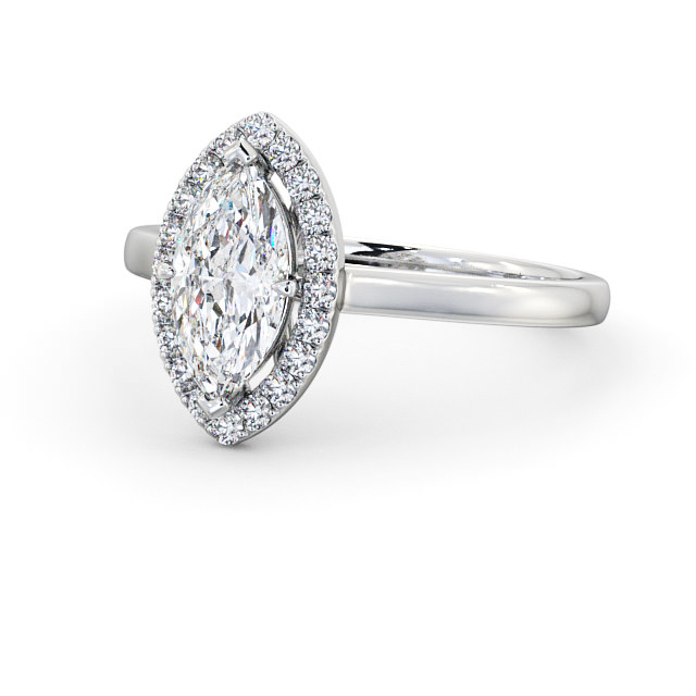Halo Marquise Diamond Engagement Ring 18K White Gold - Rossella ENMA11_WG_FLAT