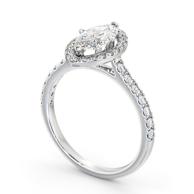 Halo Marquise Diamond Engagement Ring 18K White Gold - Sonata ENMA12_WG_SIDE
