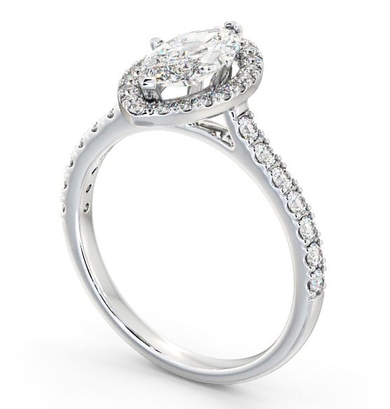 Halo Marquise Diamond Engagement Ring 18K White Gold - Sonata ENMA12_WG_THUMB1