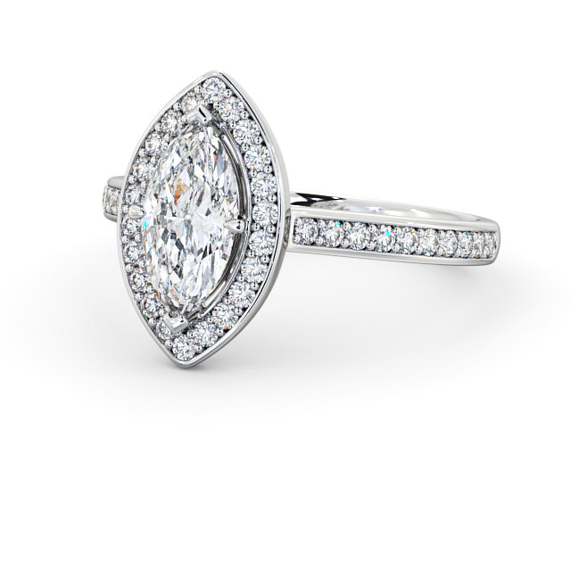 Halo Marquise Diamond Engagement Ring 18K White Gold - Portrel ENMA13_WG_FLAT