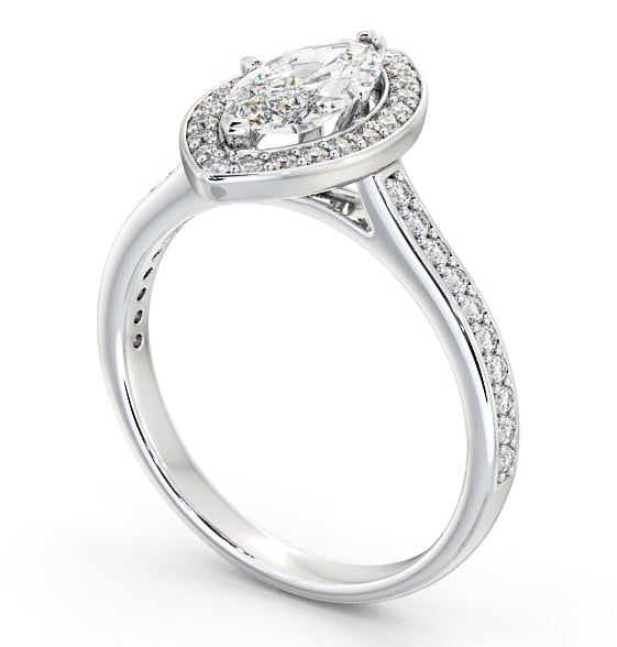 Halo Marquise Diamond Engagement Ring 18K White Gold - Portrel ENMA13_WG_THUMB1