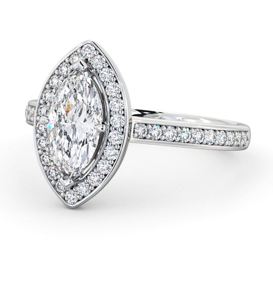  Halo Marquise Diamond Engagement Ring 18K White Gold - Portrel ENMA13_WG_THUMB2 