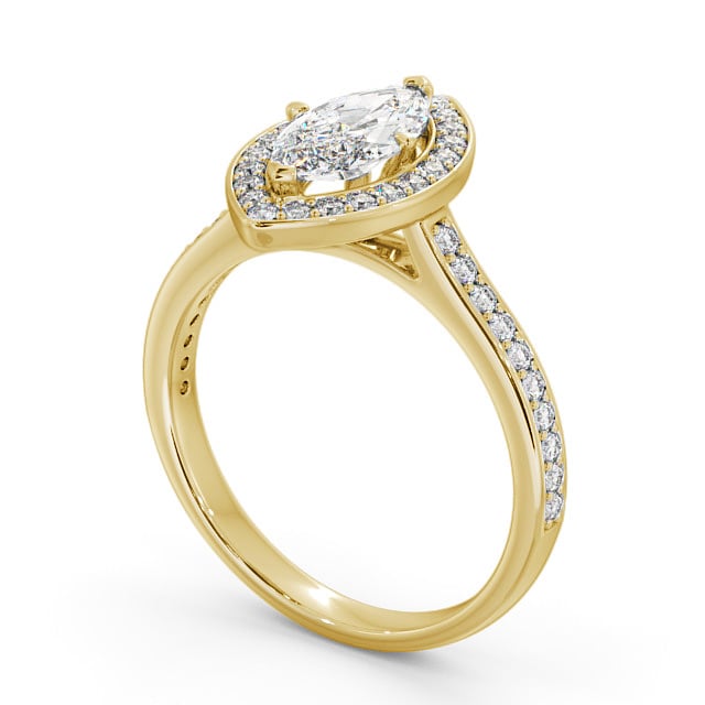 Halo Marquise Diamond Engagement Ring 18K Yellow Gold - Portrel ENMA13_YG_SIDE