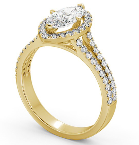 Halo Marquise Diamond Engagement Ring 9K Yellow Gold - Loreli ENMA14_YG_THUMB1