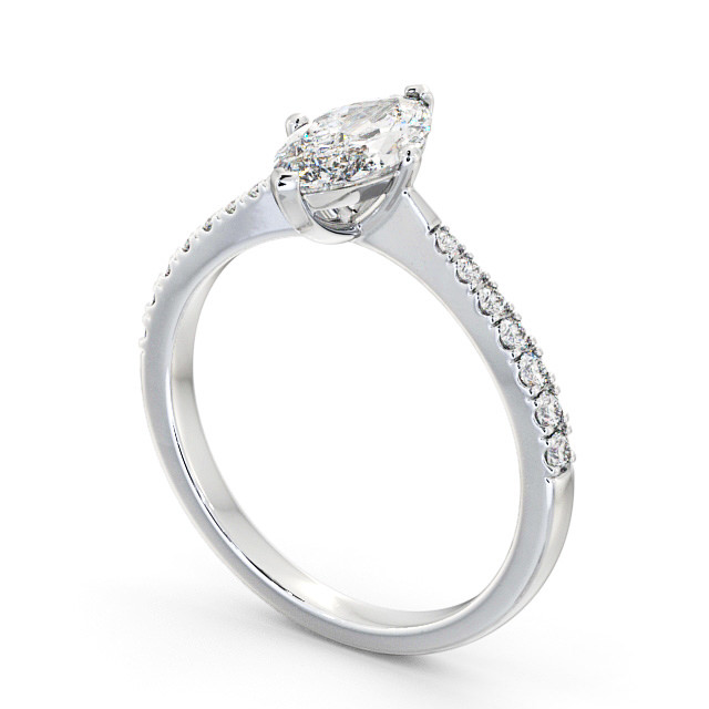 Marquise Diamond Engagement Ring Palladium Solitaire With Side Stones - Colmar ENMA15S_WG_SIDE