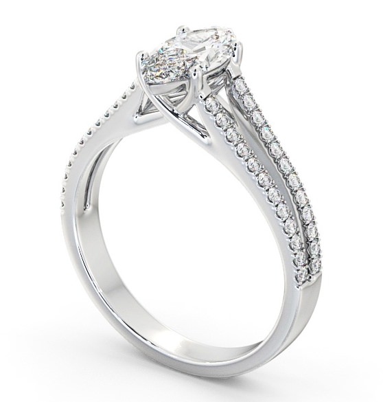  Marquise Diamond Engagement Ring 9K White Gold Solitaire With Side Stones - Letzia ENMA17_WG_THUMB1 