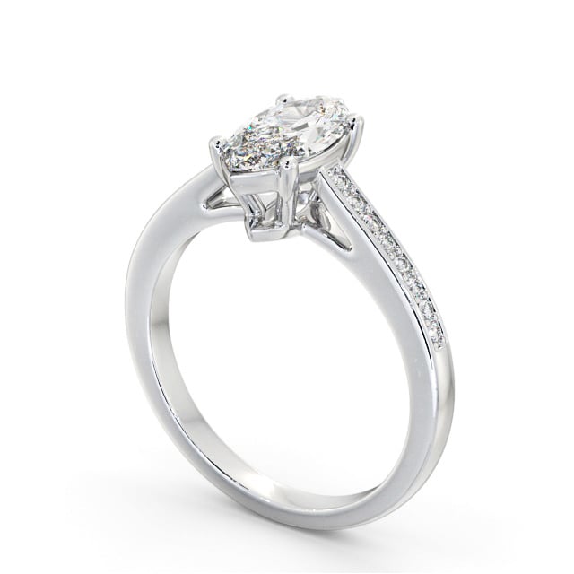 Marquise Diamond Engagement Ring 18K White Gold Solitaire With Side Stones - Sardise ENMA21S_WG_SIDE