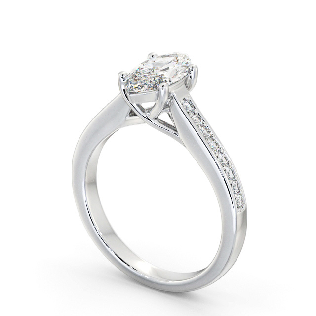 Marquise Diamond Engagement Ring Palladium Solitaire With Side Stones - Yolande ENMA22S_WG_SIDE