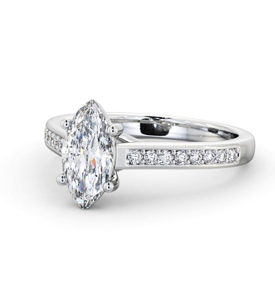  Marquise Diamond Engagement Ring 9K White Gold Solitaire With Side Stones - Yolande ENMA22S_WG_THUMB2 