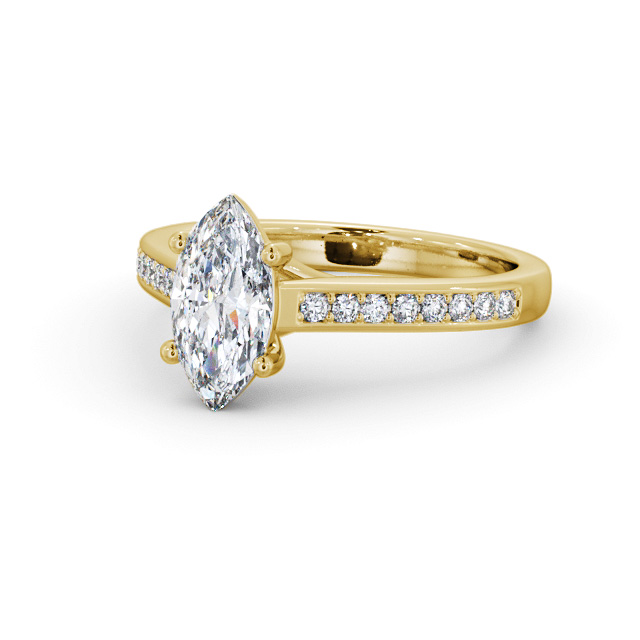 Marquise Diamond Engagement Ring 18K Yellow Gold Solitaire With Side Stones - Yolande ENMA22S_YG_FLAT