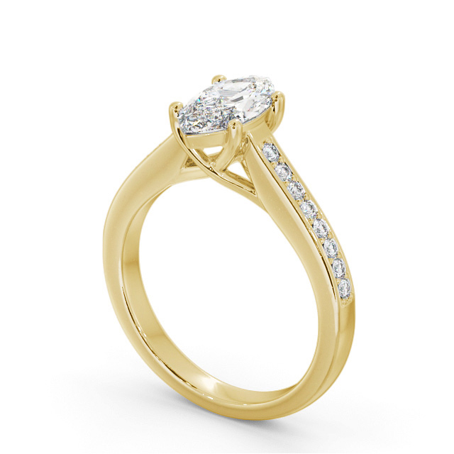 Marquise Diamond Engagement Ring 18K Yellow Gold Solitaire With Side Stones - Yolande ENMA22S_YG_SIDE