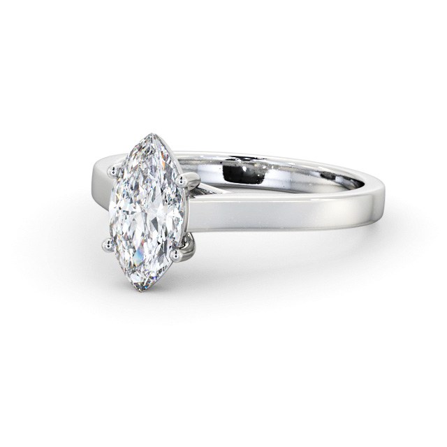Marquise Diamond Engagement Ring 18K White Gold Solitaire - Asterby ENMA22_WG_FLAT