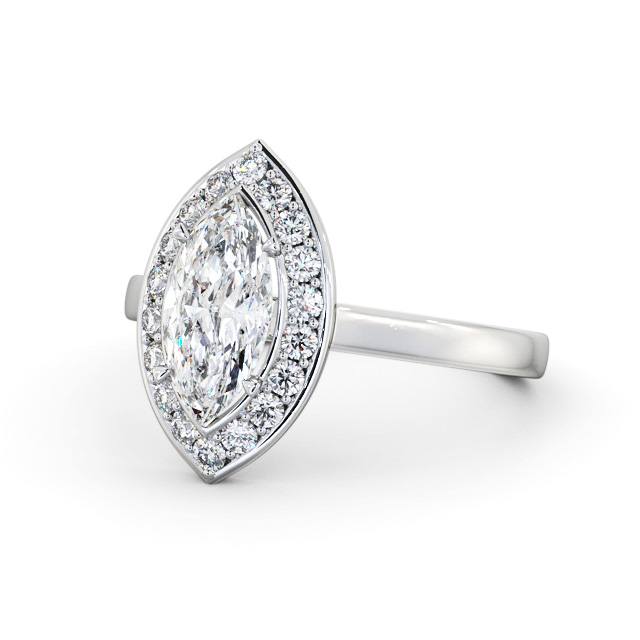 Halo Marquise Diamond Engagement Ring 18K White Gold - Maraig ENMA29_WG_FLAT