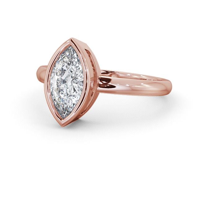 Marquise Diamond Engagement Ring 18K Rose Gold Solitaire - Langley ENMA4_RG_FLAT