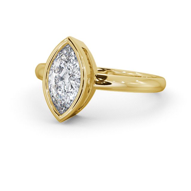 Marquise Diamond Engagement Ring 18K Yellow Gold Solitaire - Langley ENMA4_YG_FLAT