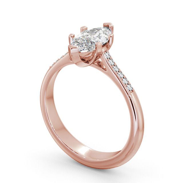 Marquise Diamond Engagement Ring 9K Rose Gold Solitaire With Side Stones - Ansley ENMA5S_RG_SIDE