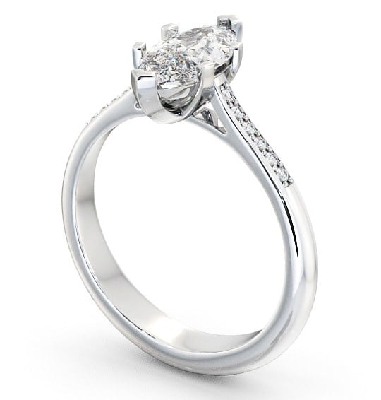 Marquise Diamond Engagement Ring 18K White Gold Solitaire With Side Stones - Ansley ENMA5S_WG_THUMB1